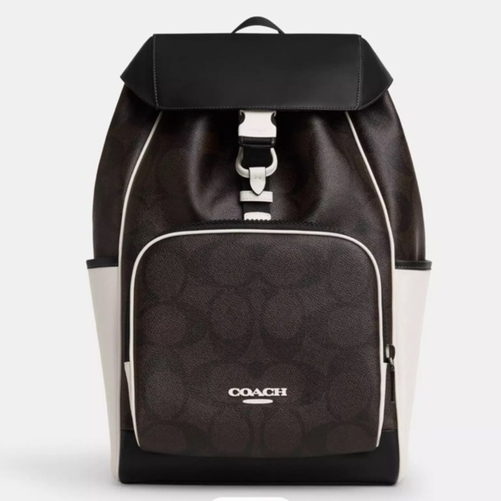 NWT COACH Racer Backpack In Blocked‎ Signature Canvas - Picture 6 of 7